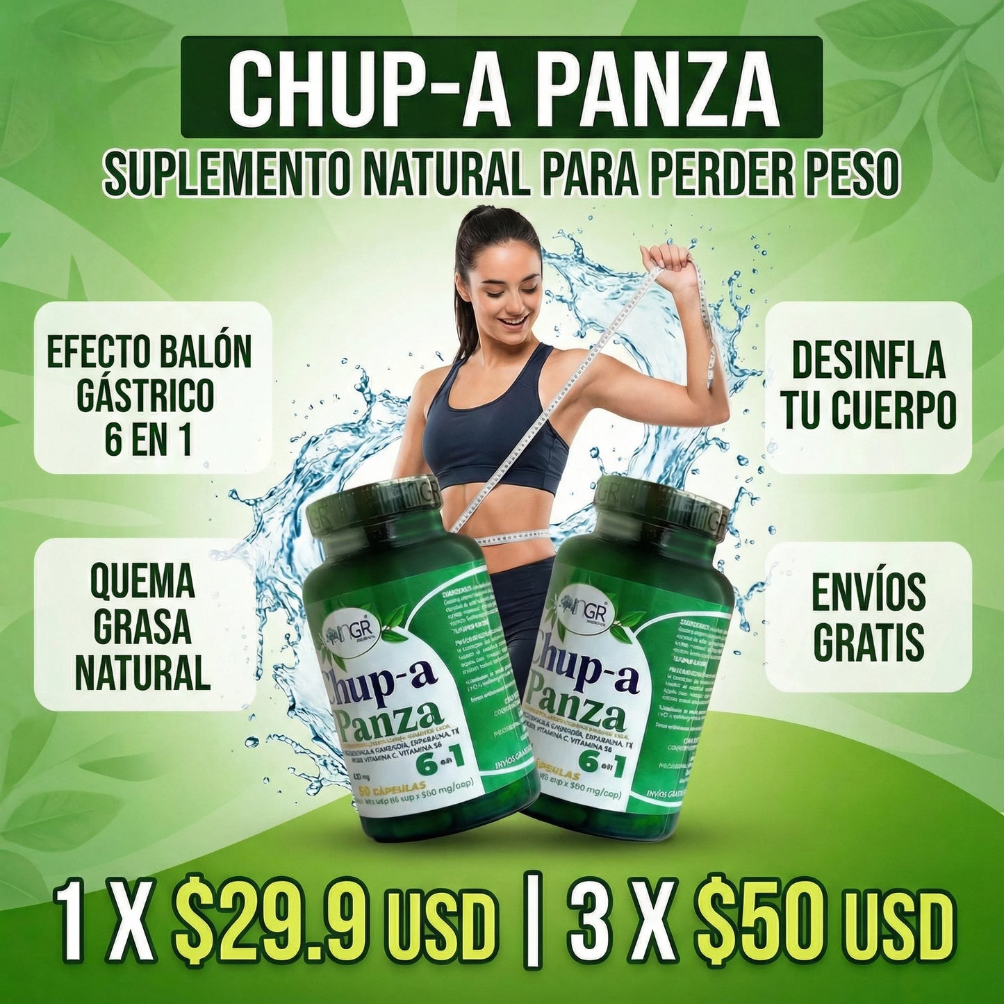 Suplemento Natural Para Controlar Tu Peso Chup-a Panza 50 Capsulas 600 mg