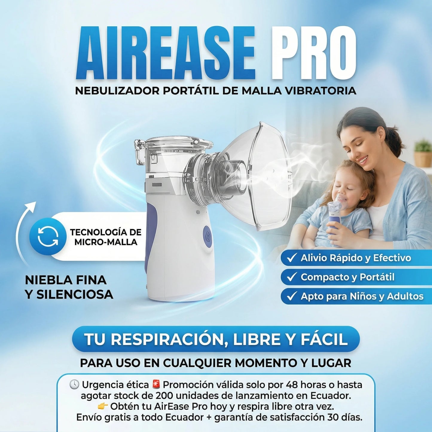 Nebulizador Portátil AirEase Pro Original